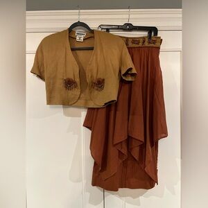 Layered Skirt With Beaded Waist And Matching Bolero Top, Size S